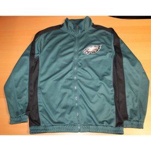 NFL Football Philadelphia Eagles Full Zip Jacket Large Green Black 2 Pockets